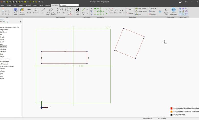 Alibre how to get a rectangle center in atom​